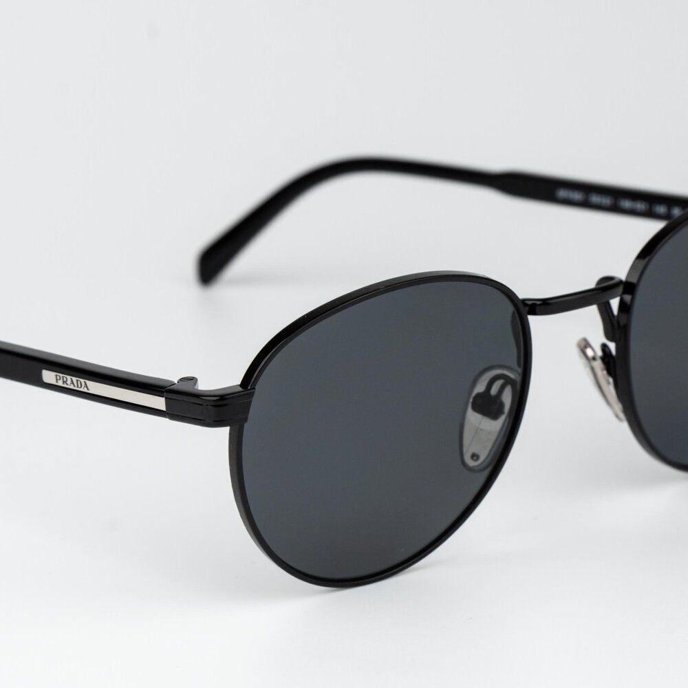Prada Men Sunglasses Black Polarized Round PRB51S 1AB5Z1 NEW AUTHENTIC - Picture 6 of 13